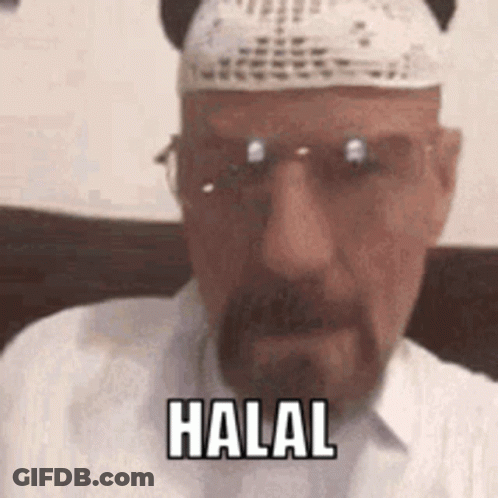 Bearded Man With Glasses White Hat Sunglasses Says Halal GIF