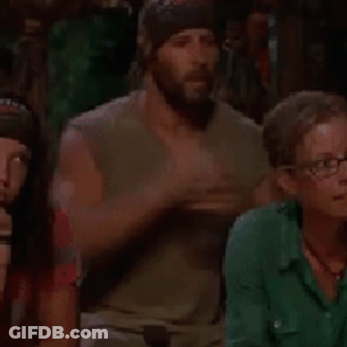 Bearded Man With Hands In Air GIF