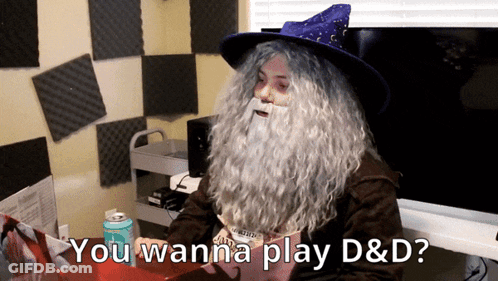 Bearded Man With Hat Saying You Wanna Play D&D GIF