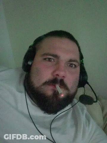 Bearded Man With Headphones And Cigarette GIF