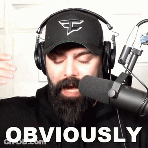 Bearded Man With Headphones And Hat Says Obviously GIF