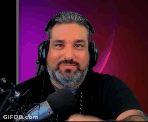 Bearded Man With Headphones And Microphone GIF