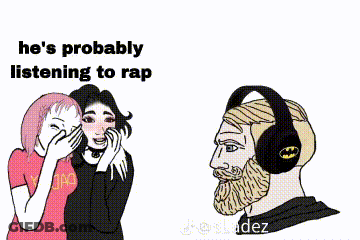 Bearded Man With Headphones Next To Dead Beat Poster GIF