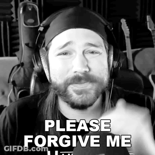 Bearded Man With Headphones Says Please Forgive Me GIF
