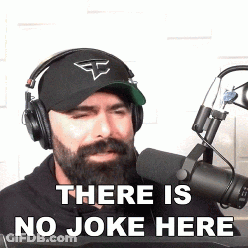 Bearded Man With Headphones Says There Is No Joke Here GIF