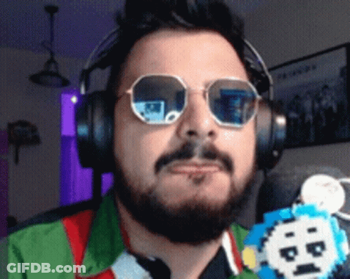 Bearded Man With Headphones Sunglasses And Face Keychain GIF