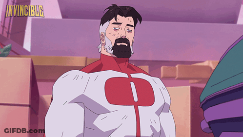 Bearded Man With Invincible Above GIF