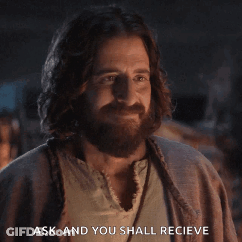 Bearded Man With Long Hair Says Ask And You Shall Receive GIF
