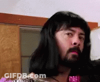 Bearded Man With Long Hair Wearing Wig Making Funny Face GIF