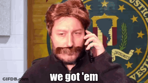 Bearded Man With Mustache On Phone Says We Got Em GIF