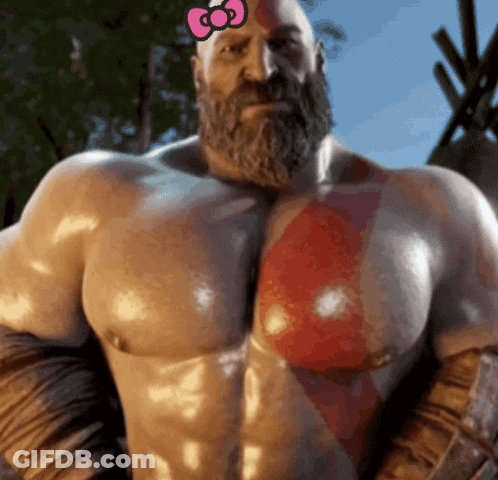 Bearded Man With Pink Bow GIF