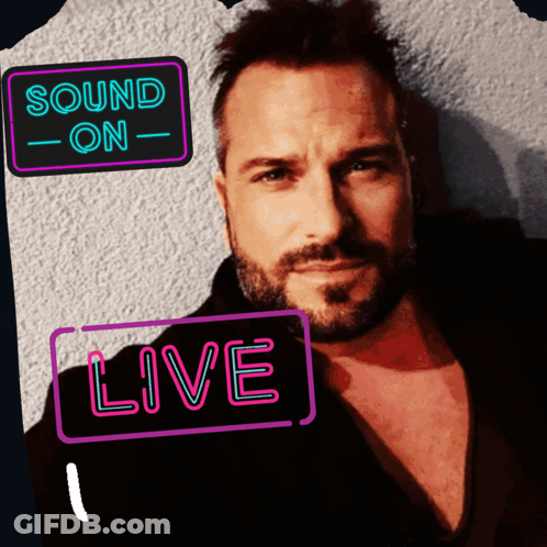 Bearded Man With Sound On Live Sign GIF