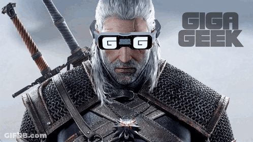 Bearded Man With Sword And Giga Geek Sunglasses GIF