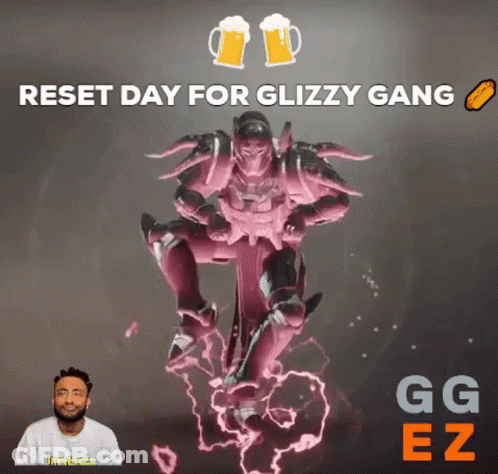 Bearded Man With Video Game Character Saying Reset Day For Glizzy Gang GIF