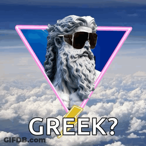 Bearded Statue With Sunglasses Saying Greek GIF