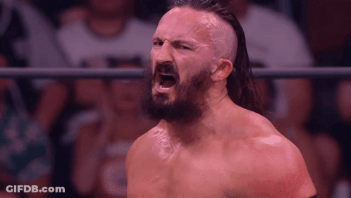 Bearded Wrestler Screaming In Front Of Crowd GIF