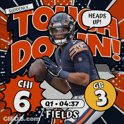 Bears Football Player Holding Football Says Heads Up GIF