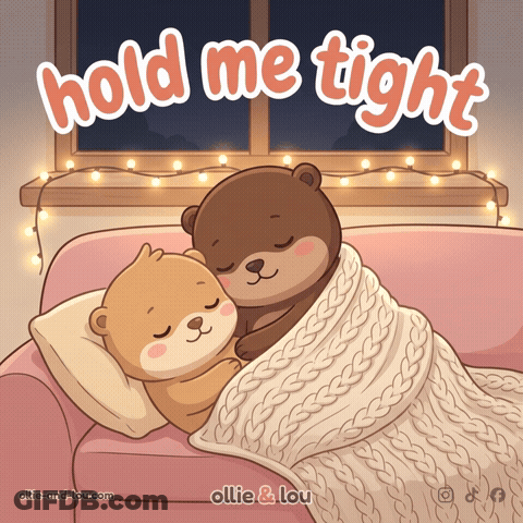 Bears Laying On Pink Couch Hold Me Tight GIF
