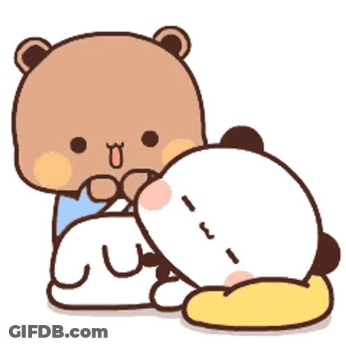 Bears Laying On Top Of Each Other On Bed GIF