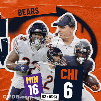 Bears Players And Coach With Score 16 To 6 GIF