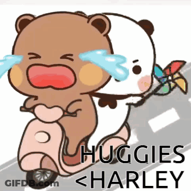Bears Riding Scooter Hugging GIF