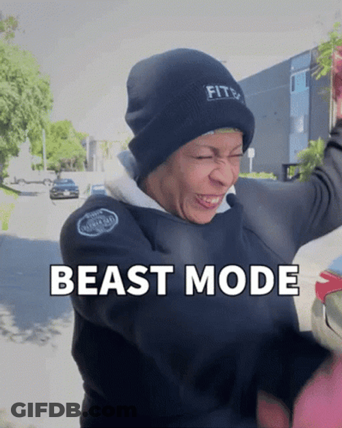Beast Mode Woman Throwing Punches GIF
