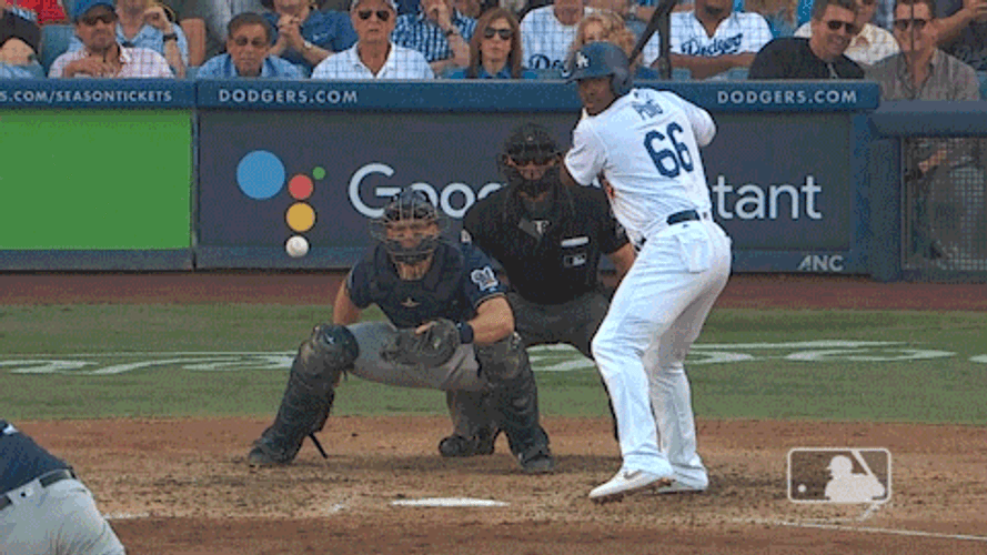 Beat La Dodgers Yasiel Puig Hitting Ball GIF