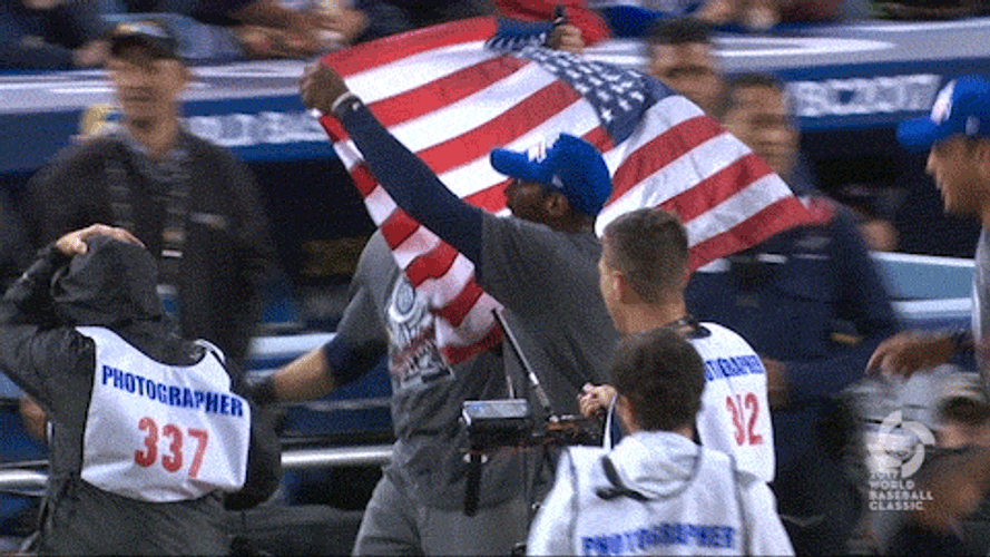 Beat La Fans Running With Flag GIF