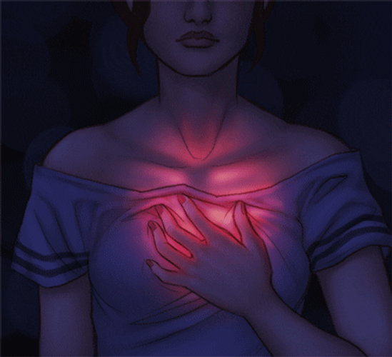 Beating Heart Chest Pain Cartoon Girl GIF
