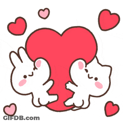 Beating Heart Cute Bunny Hug GIF