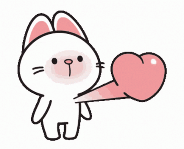 Beating Heart Cute Cat In Love GIF