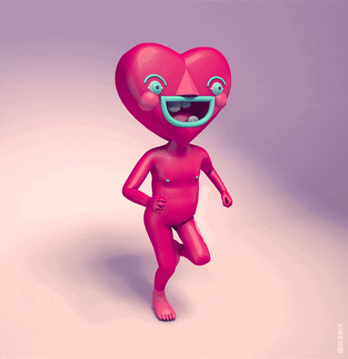 Beating Heart Funny Creepy 3D Cartoon Running GIF