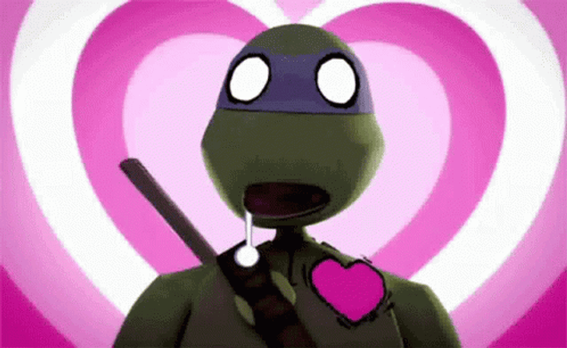 Beating Heart In Love Drooling Ninja Turtles GIF