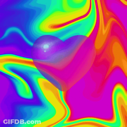 Beating Heart Neon Retro Rainbow Animation GIF