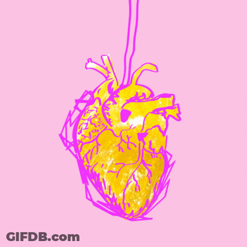 Beating Heart Pink Gold Sketch Animation GIF