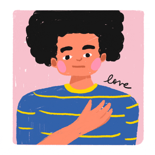 Beating Heart Showing Love Guy Illustration Animation GIF