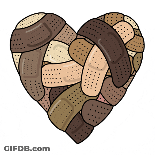 Beating Hurt Heart Band Aid Covered GIF