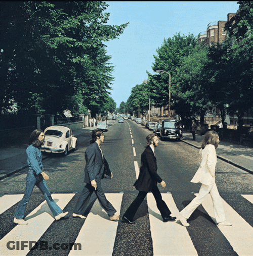 Beatles Band Crossing Abbey Road GIF
