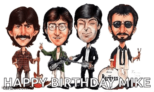 Beatles Cartoon Saying Happy Birthday Mike GIF