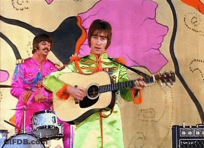 Beatles John Lennon Ringo Starr Performing GIF
