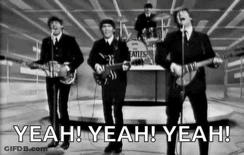 Beatles Playing Guitars And Singing GIF