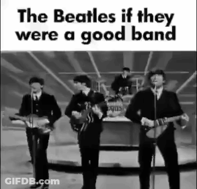 Beatles Playing Guitars Black And White GIF