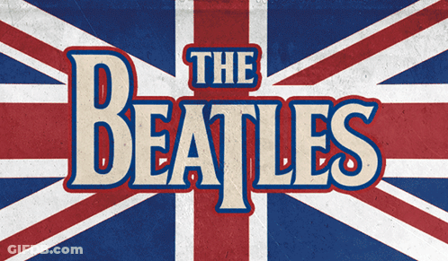 Beatles Poster With British Flag Background GIF