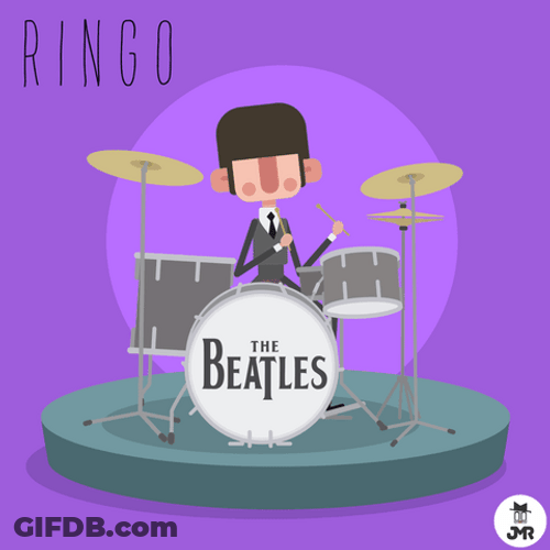 Beatles Ringo Starr Playing Drums Animation GIF