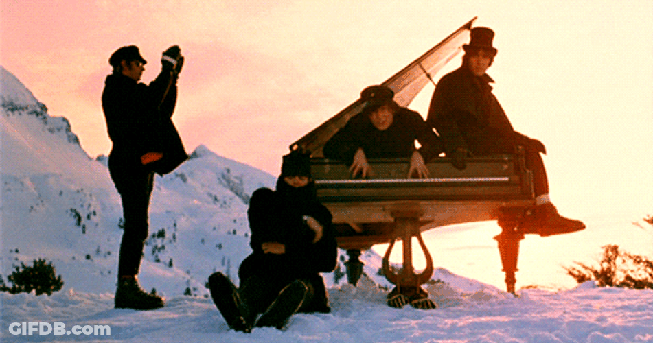 Beatles Snow Mountain Help Movie Clip GIF