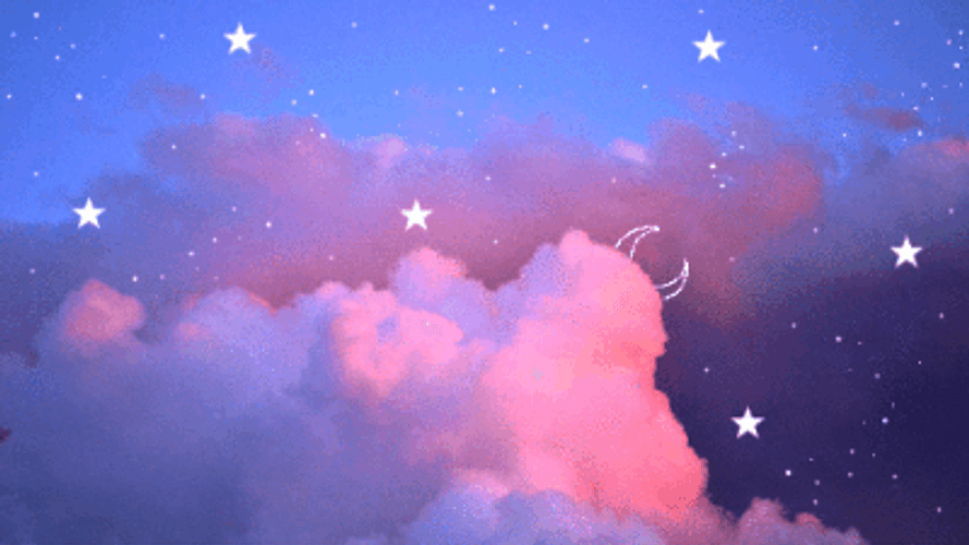 Beautiful Anime Moon And Stars Purple Sky GIF