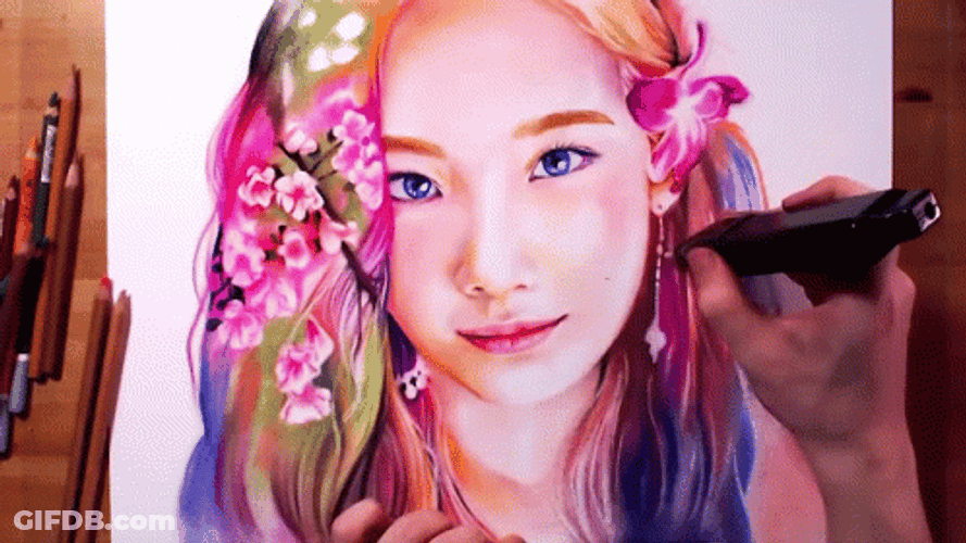Beautiful Artwork Sketch Of Tae Yeon GIF