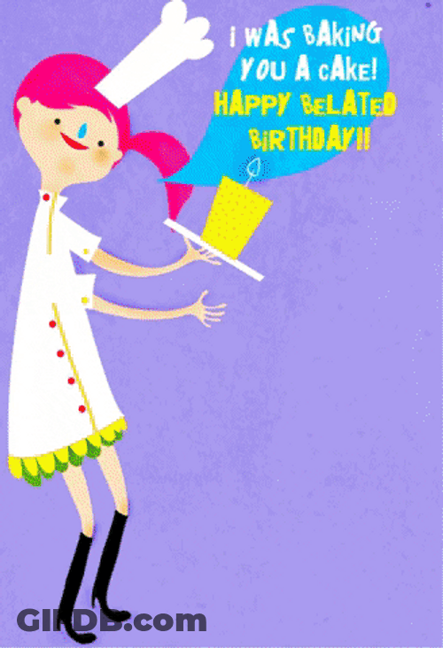 Beautiful Cartoon Baker Happy Birthday GIF
