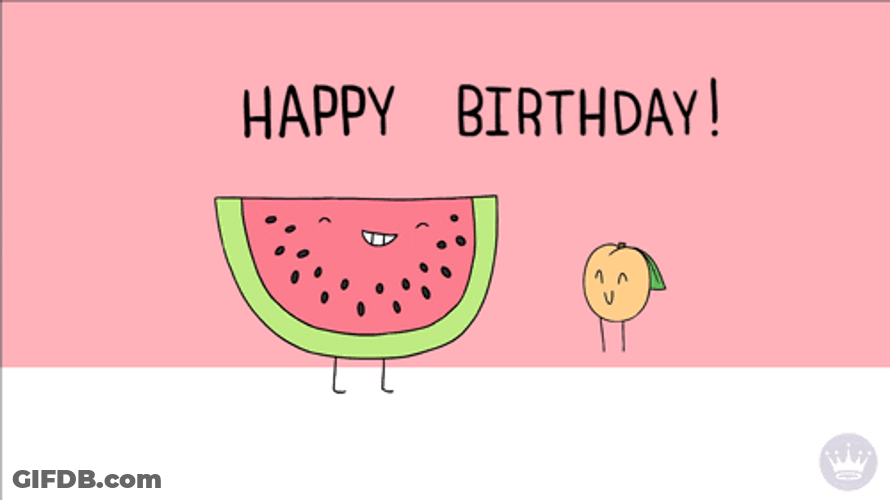 Beautiful Cartoon Fruits Happy Birthday GIF