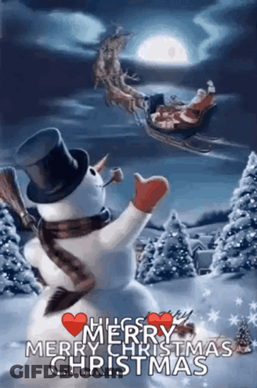 Beautiful Christmas Snowman Waving GIF